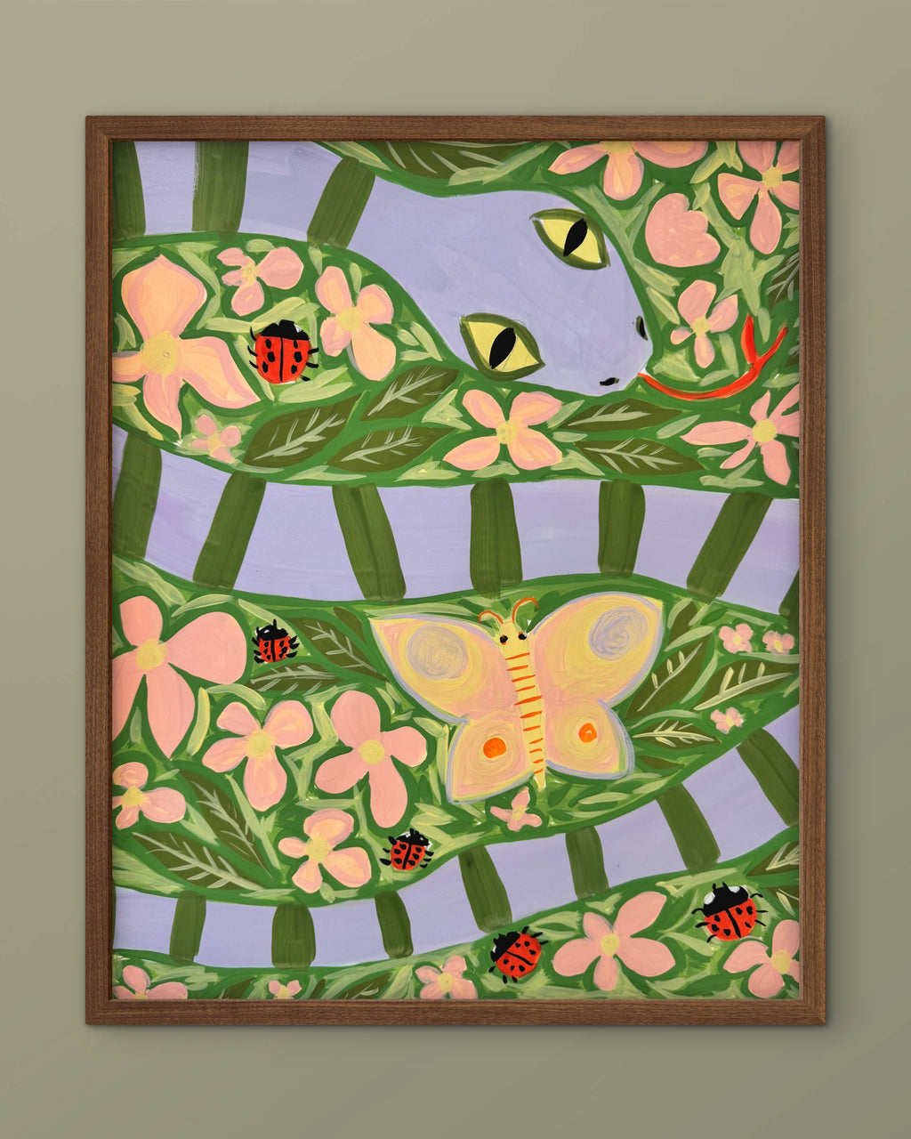 Slange i blomstereng