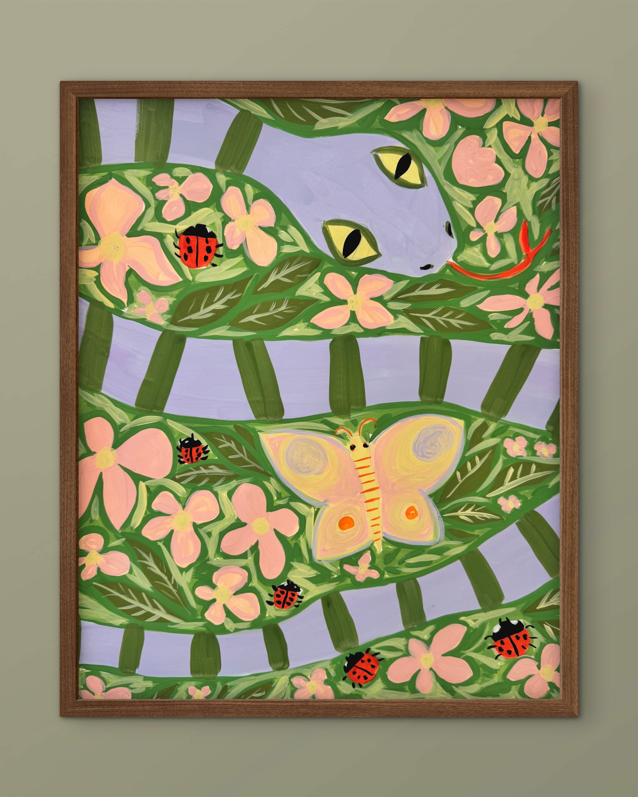 Slange i blomstereng